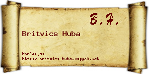 Britvics Huba névjegykártya